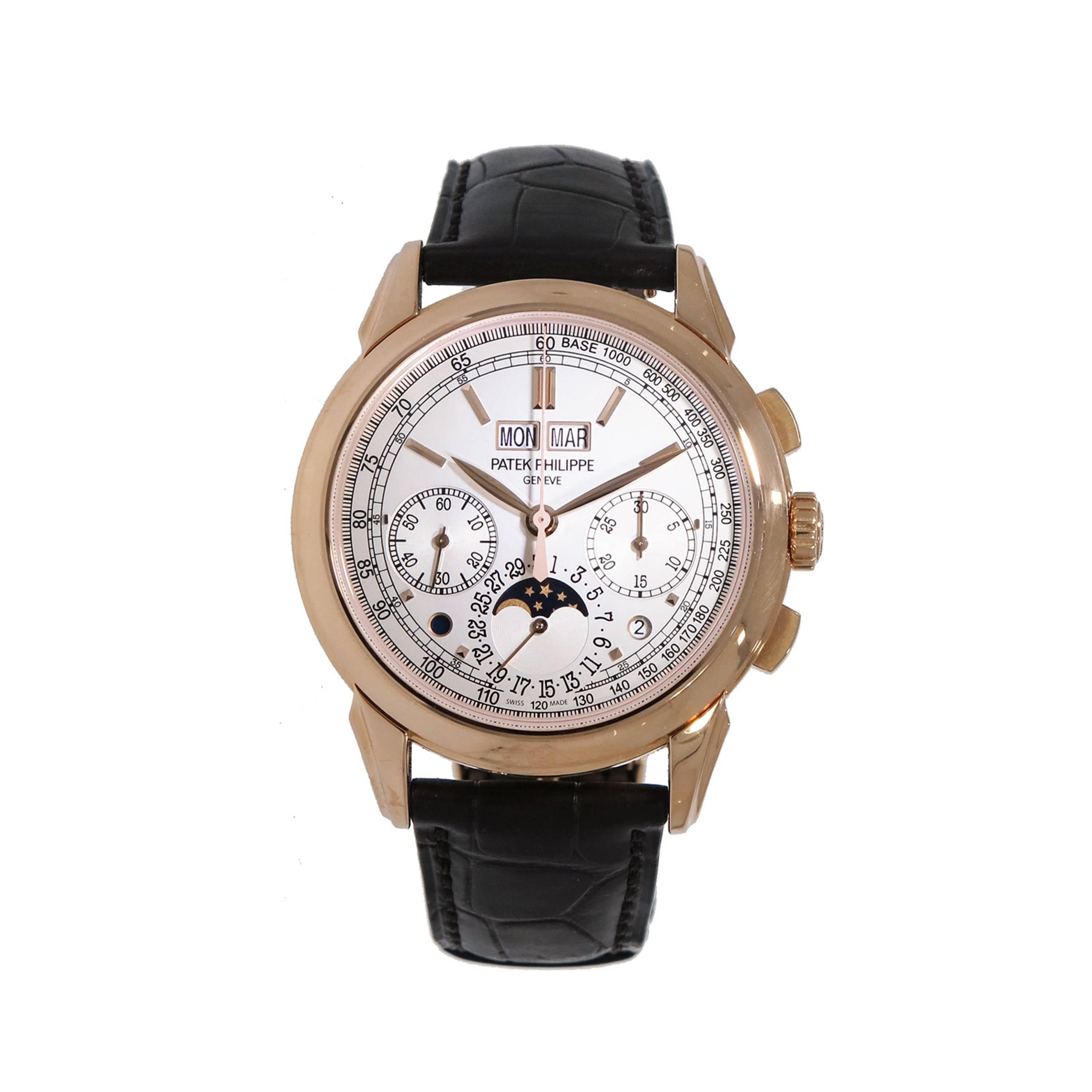 Patek Philippe Rose Gold Perpetual Chronograph manual wristwatch 