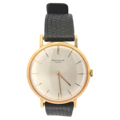 Patek Philippe Round Crystal Dial Leather Strap Wristwatch