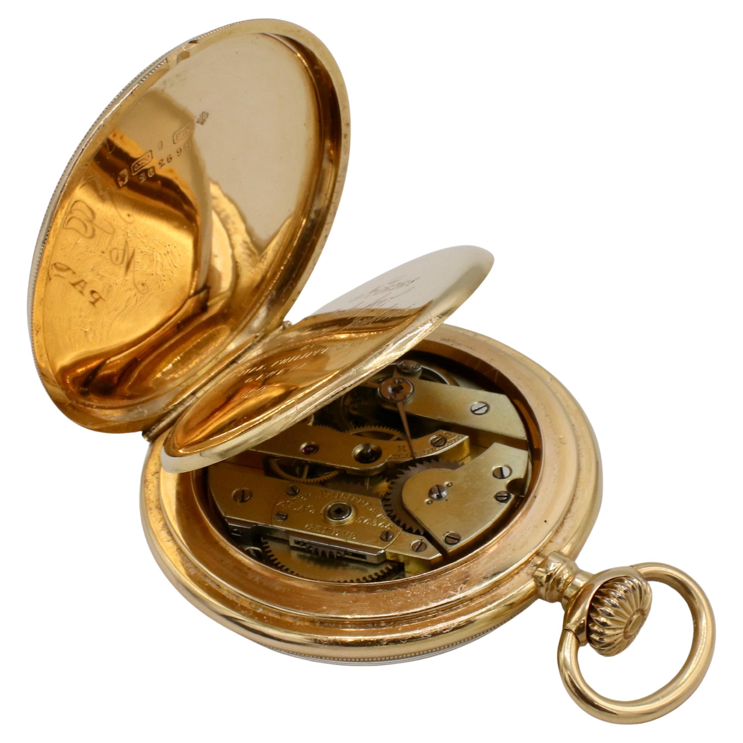 Patek Philippe Savonnette Pocket Watch Triple Signed 18 Karat Yellow Gold 1891 For Sale 2