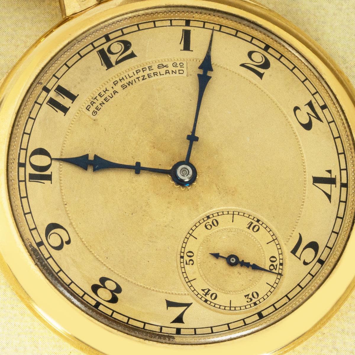 Retro Patek Philippe Slim Yellow Gold Open Face Pocket Watch C1916