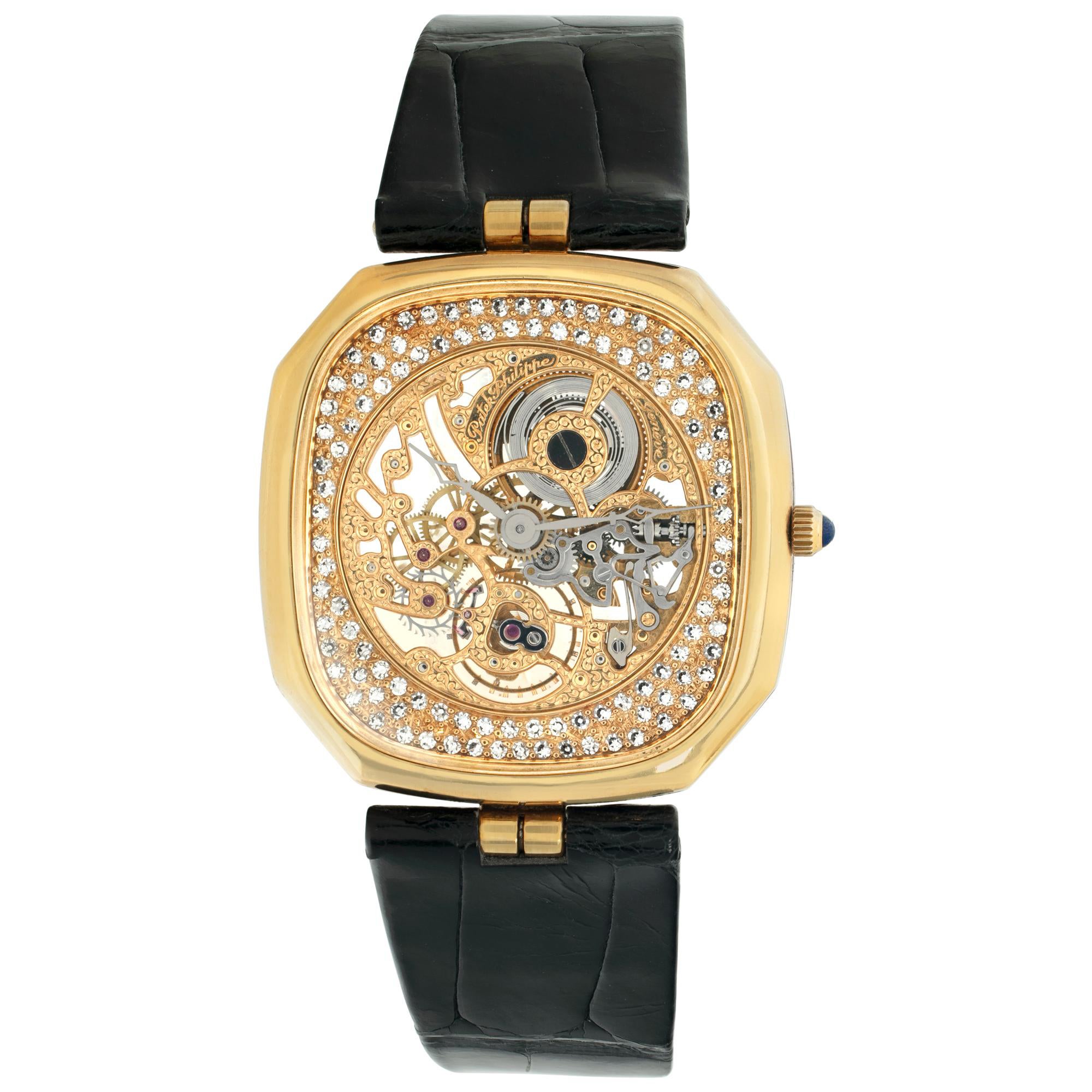 Patek Philippe Squelette Montre-bracelet manuelle en or jaune 18 carats Réf. 3887