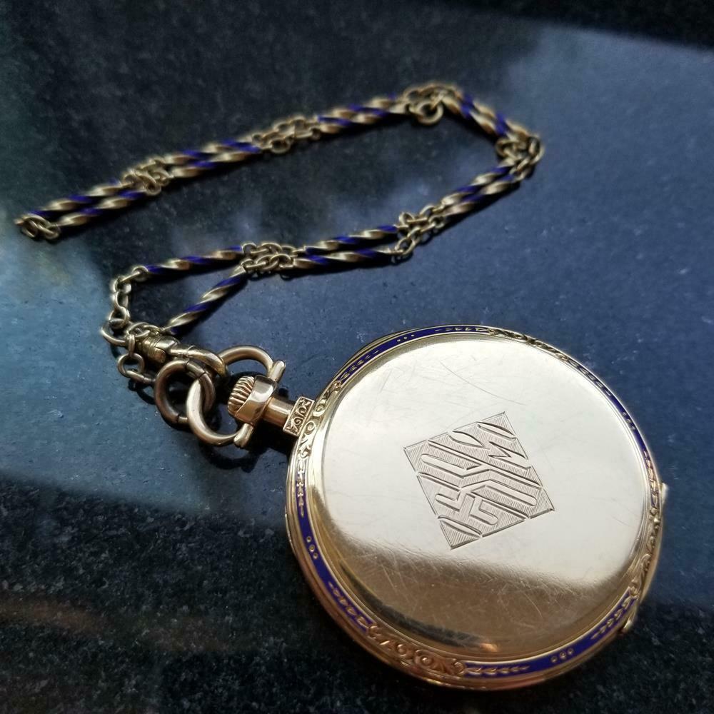 Retro Patek Philippe Swiss 18k Gold Pocket Watch, circa 1920s with Box & Papers LV981