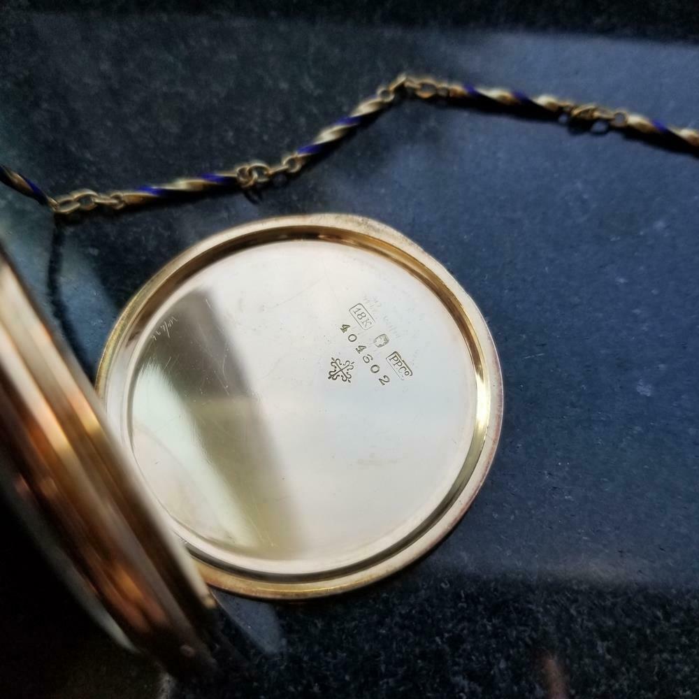 Patek Philippe Swiss 18k Gold Pocket Watch, circa 1920s with Box & Papers LV981 In Excellent Condition In Beverly Hills, CA