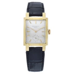 Retro Patek Philippe Tank Watch 18K Yellow Gold with Sculpted Case