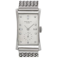 Retro Patek Philippe Tegola "Hour Glass" 1593 Platinum Silver Dial Manual Watch
