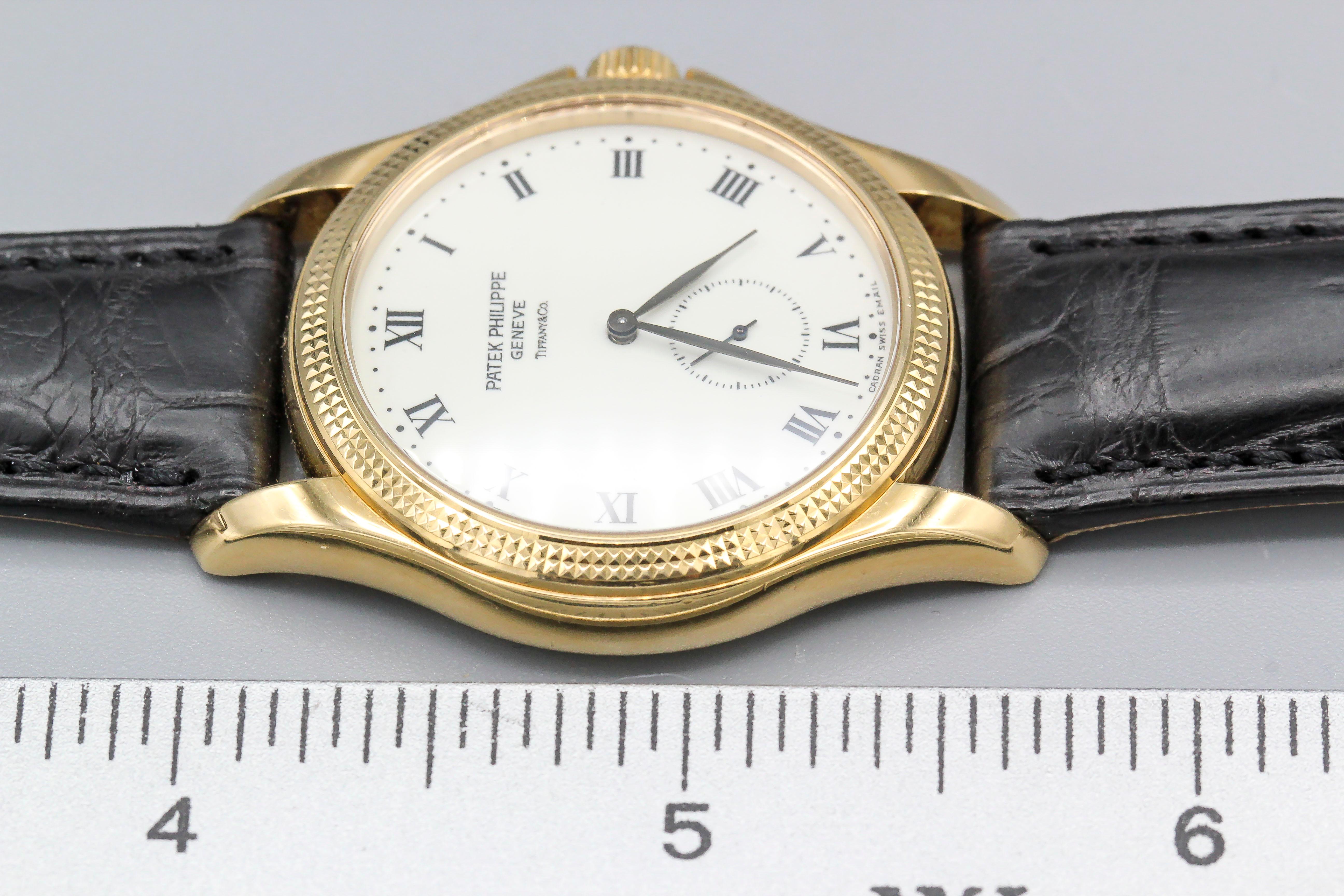 Men's Patek Philippe Tiffany & Co. Calatrava Hobnail 18 Karat Gold Watch Ref 5115