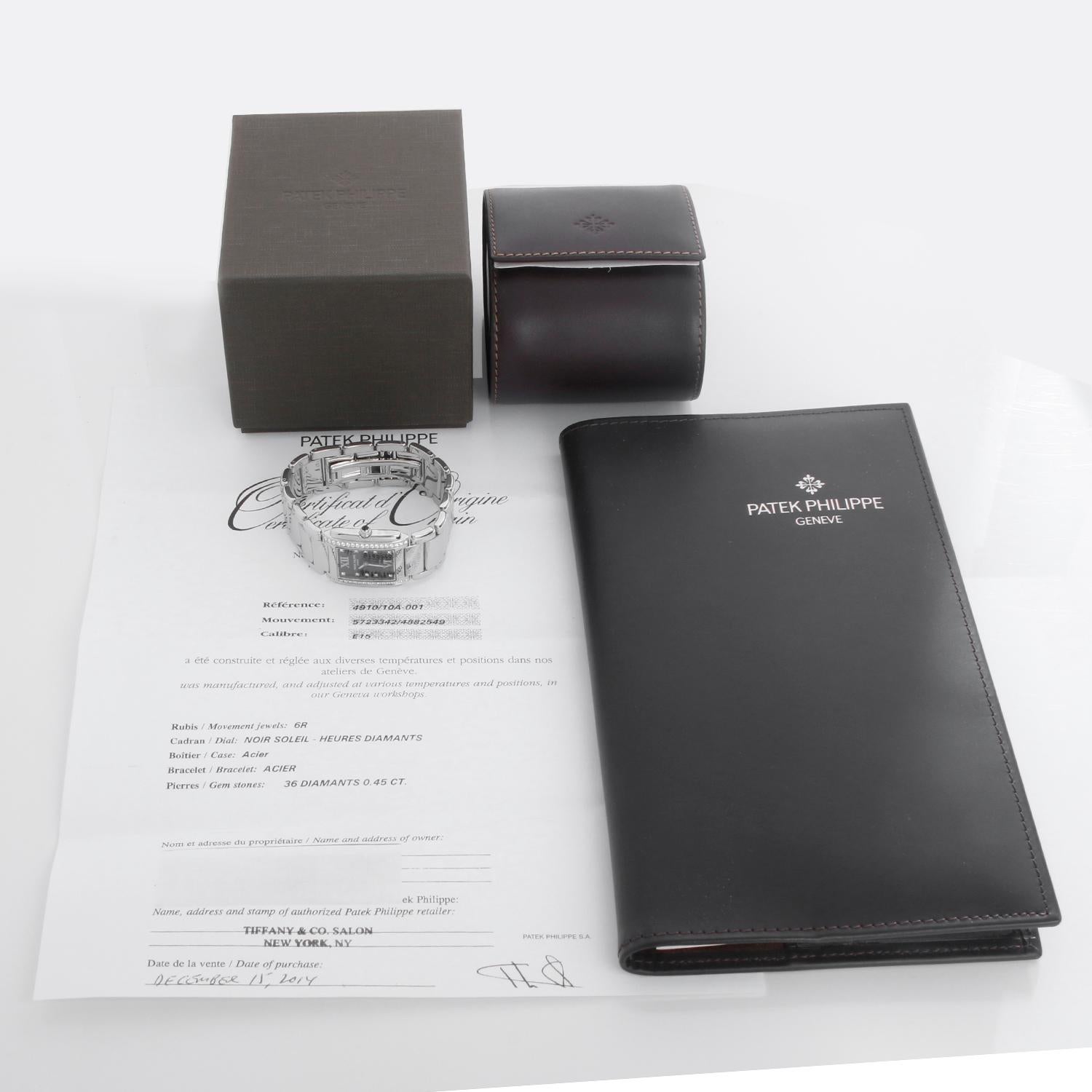 Patek Philippe Tiffany Twenty-4 Montre femme en acier et diamants 4910/10A en vente 3