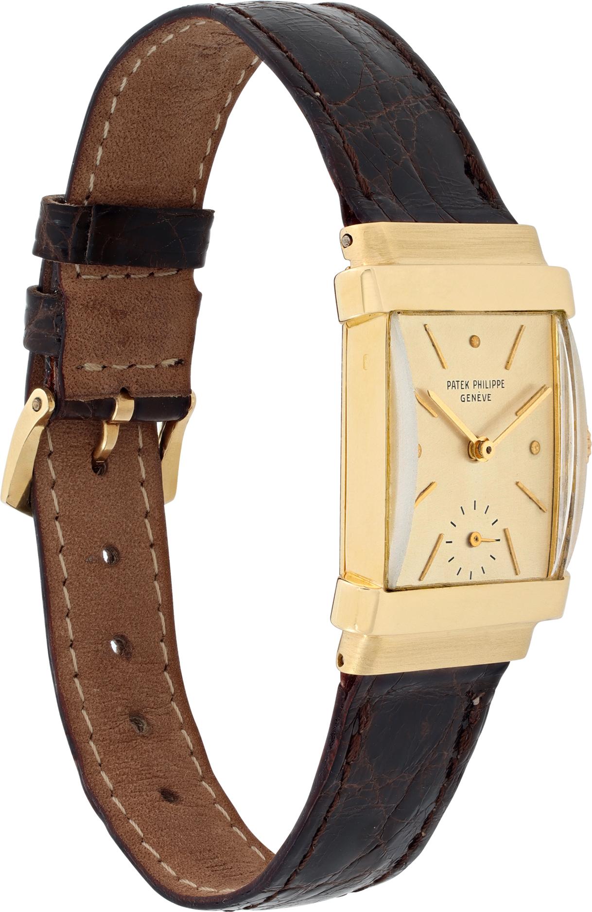 Patek Philippe Top Hat Yellow Gold Manual Wind Wristwatch Ref 1450 In Excellent Condition For Sale In Surfside, FL