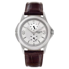 Patek Philippe Travel Time Wristwatch in 18k White Gold on Leather Strap