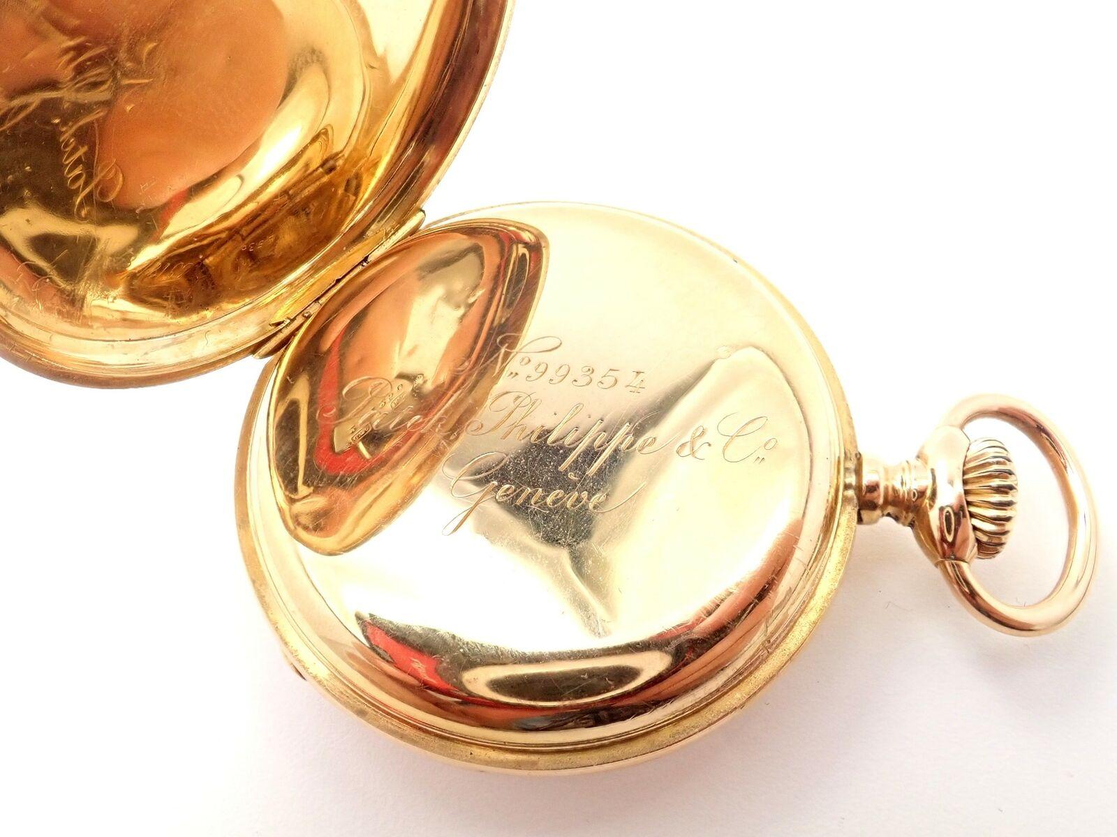 Patek Philippe Triple Signed Yellow Gold Pocket Watch, 1890 In Excellent Condition For Sale In Holland, PA