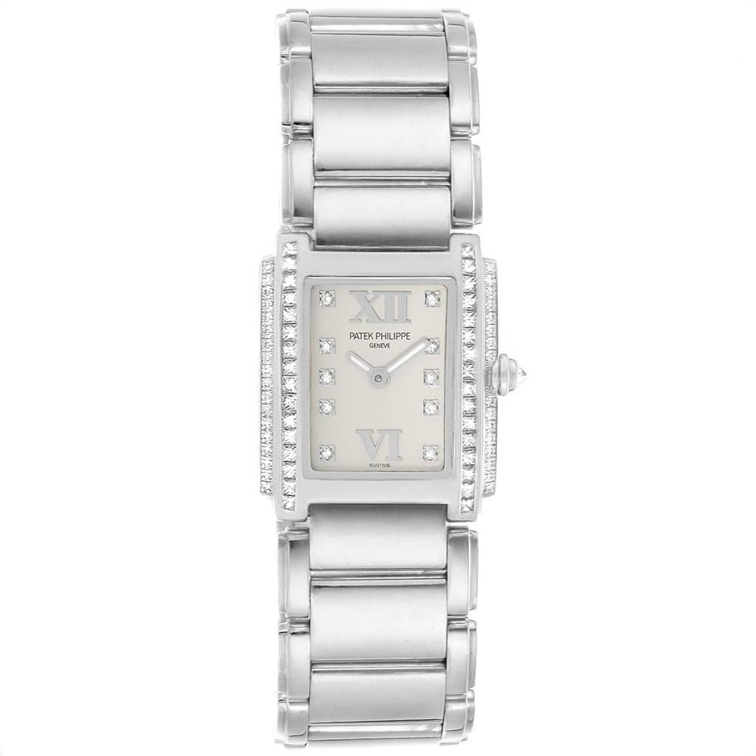 Patek Philippe Twenty 4 18 Karat White Gold Diamond Ladies Watch 4908 200g 011 For Sale At 1stdibs