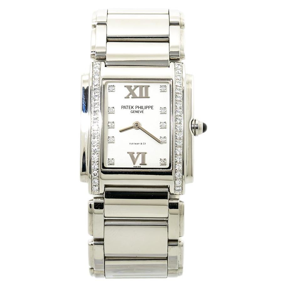 Patek Philippe Twenty 4 4910/010 Tiffany Lady Quartz Diamond Bezel Watch For Sale