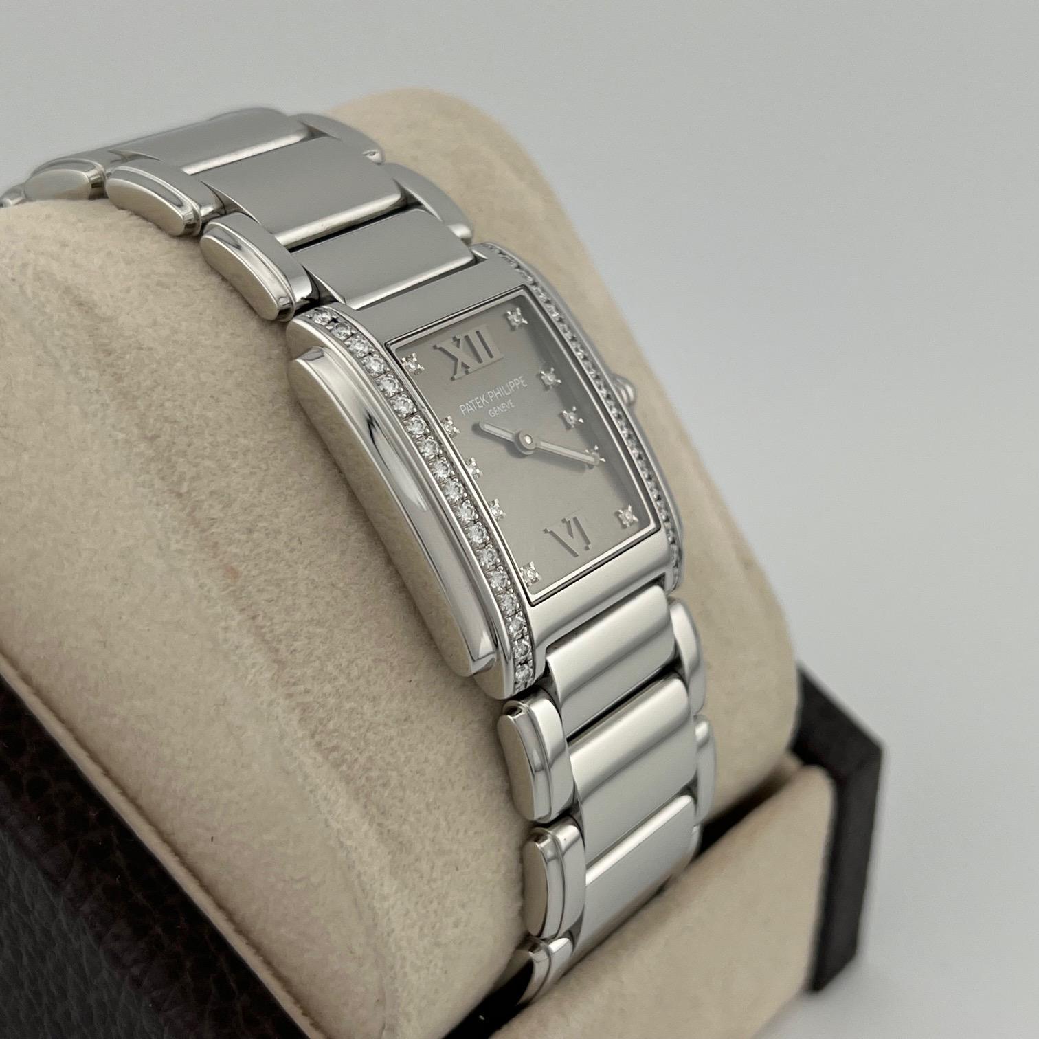 Patek Philippe Twenty 4 4910/10A-010 25mm Esfera Gris Bisel Diamante Papeles en venta 5