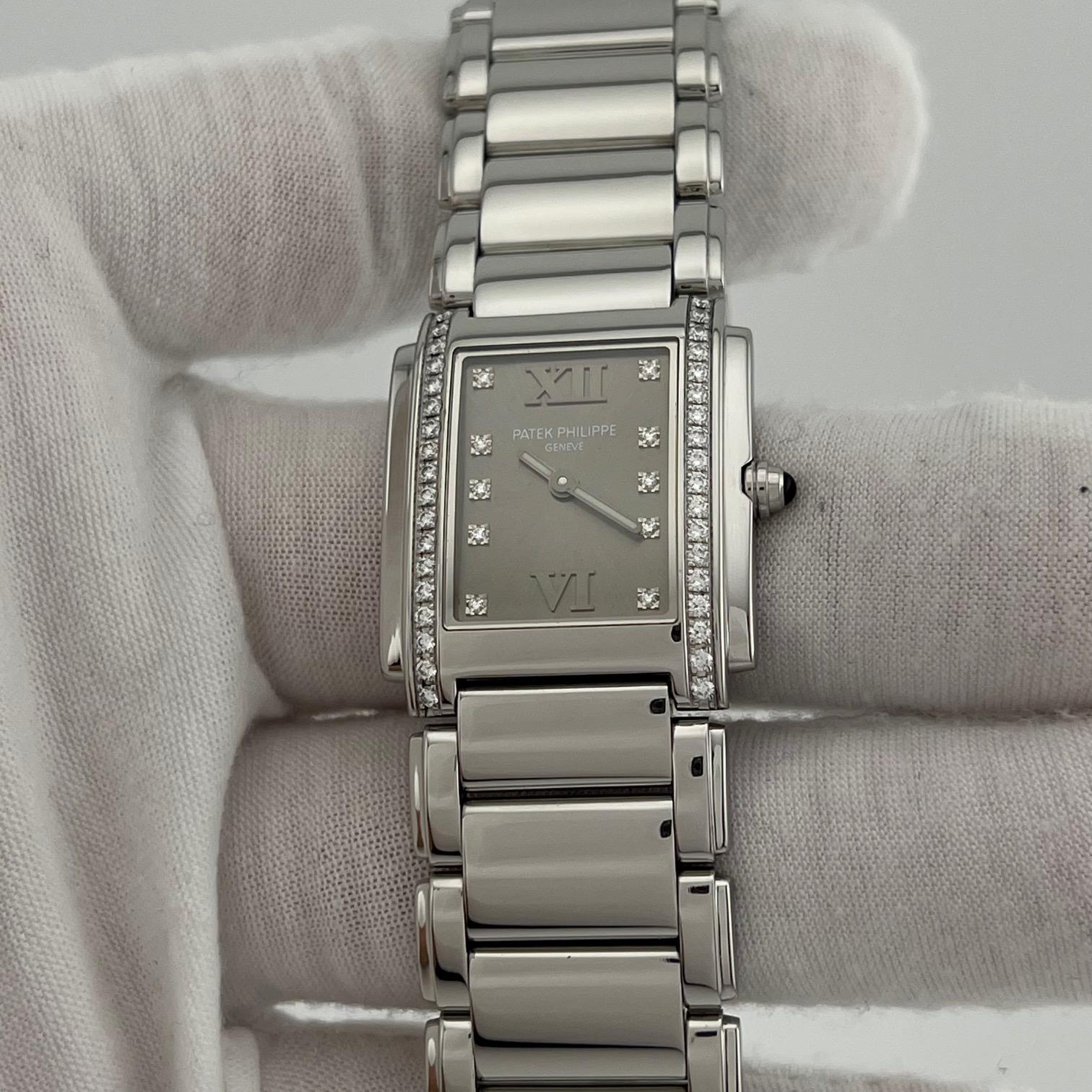 De las mujeres Patek Philippe Twenty 4 4910/10A-010 25mm Esfera Gris Bisel Diamante Papeles en venta