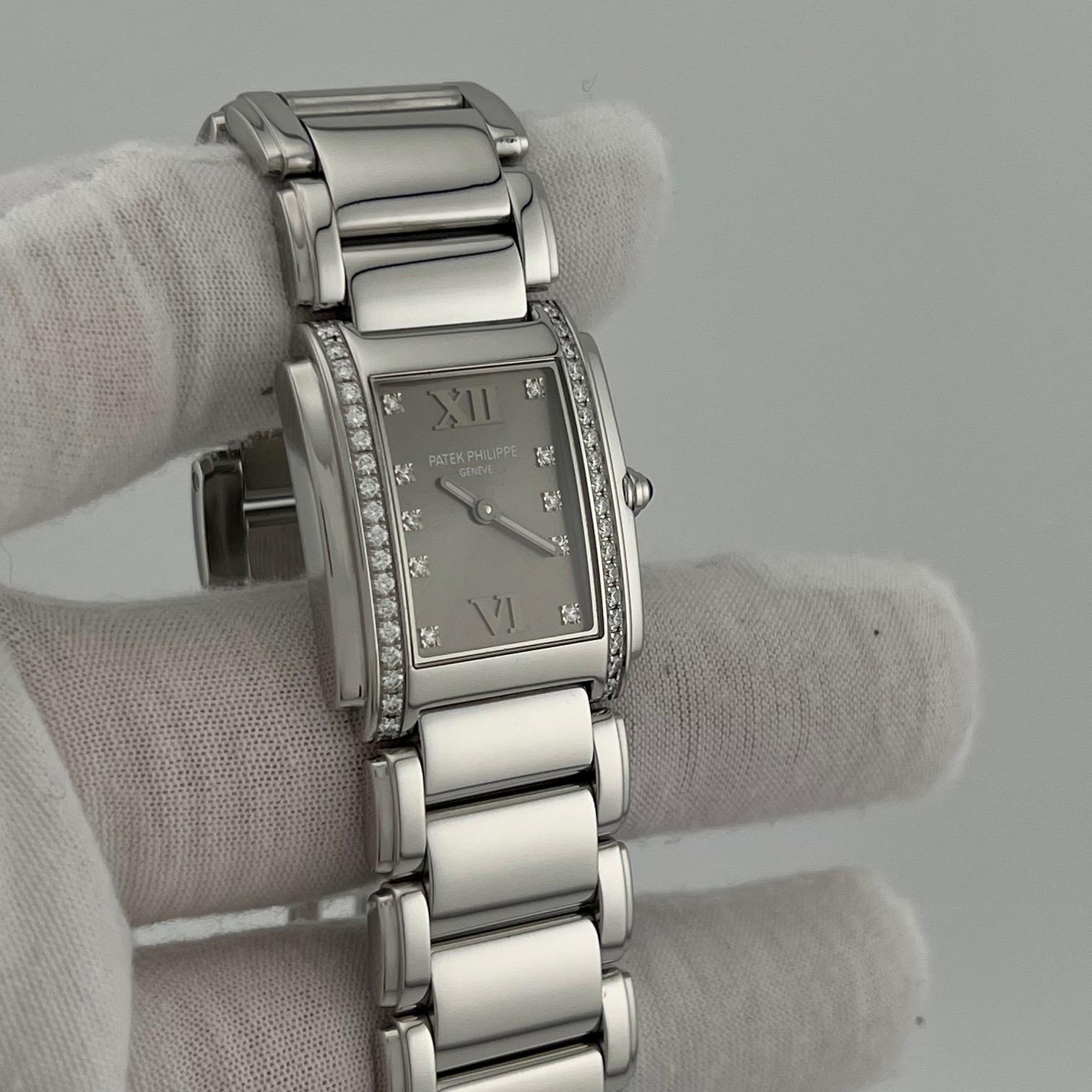Patek Philippe Twenty 4 4910/10A-010 25mm Esfera Gris Bisel Diamante Papeles en venta 1