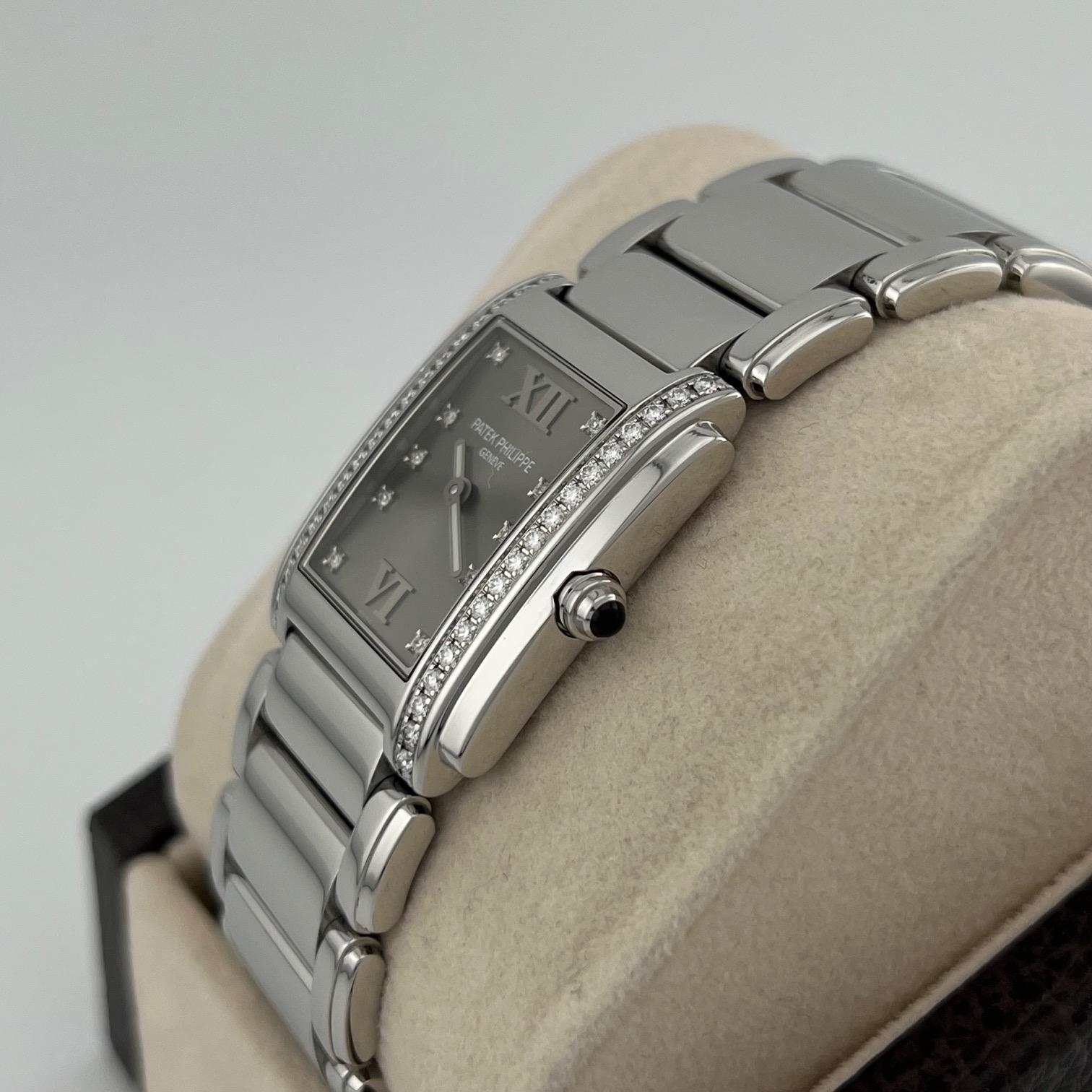 Patek Philippe Twenty 4 4910/10A-010 25mm Esfera Gris Bisel Diamante Papeles en venta 4