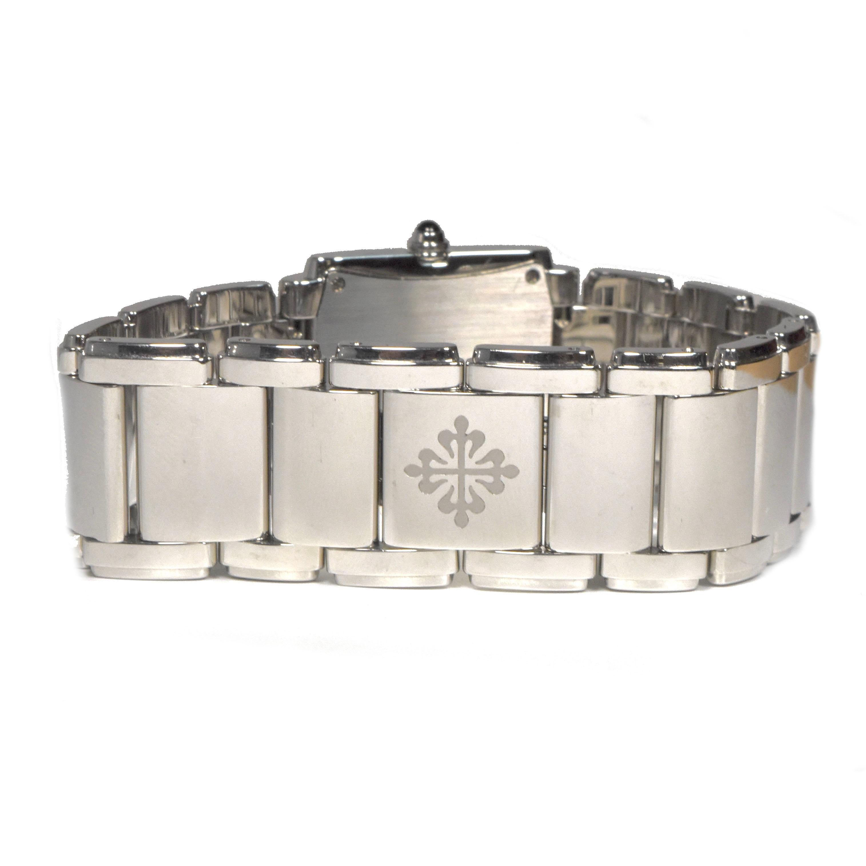 Modern Patek Philippe Twenty-4 4910/10A in Stainless Steel Blue Diamond Dial Watch For Sale