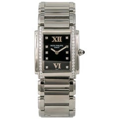 Patek Philippe Twenty 4 4910/10A Women Quartz Watch Black Diamond Bezel