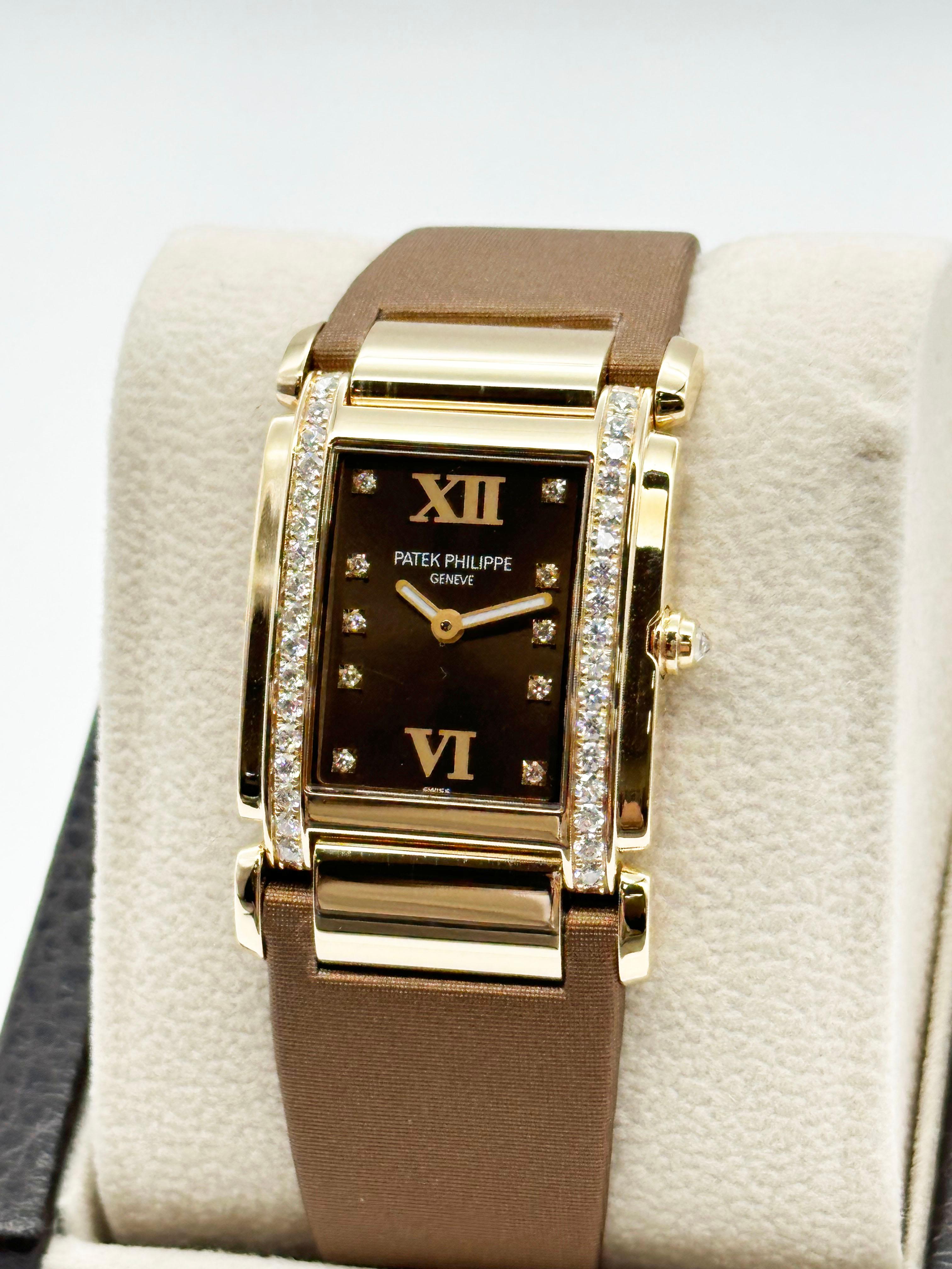 Patek Philippe Twenty 4 4920R-001 Diamant-Lünette Schokoladen-Zifferblatt 18K Roségold im Angebot 2