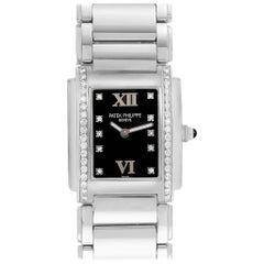 Patek Philippe Twenty-4 Black Diamond Dial Bezel Ladies Watch 4910