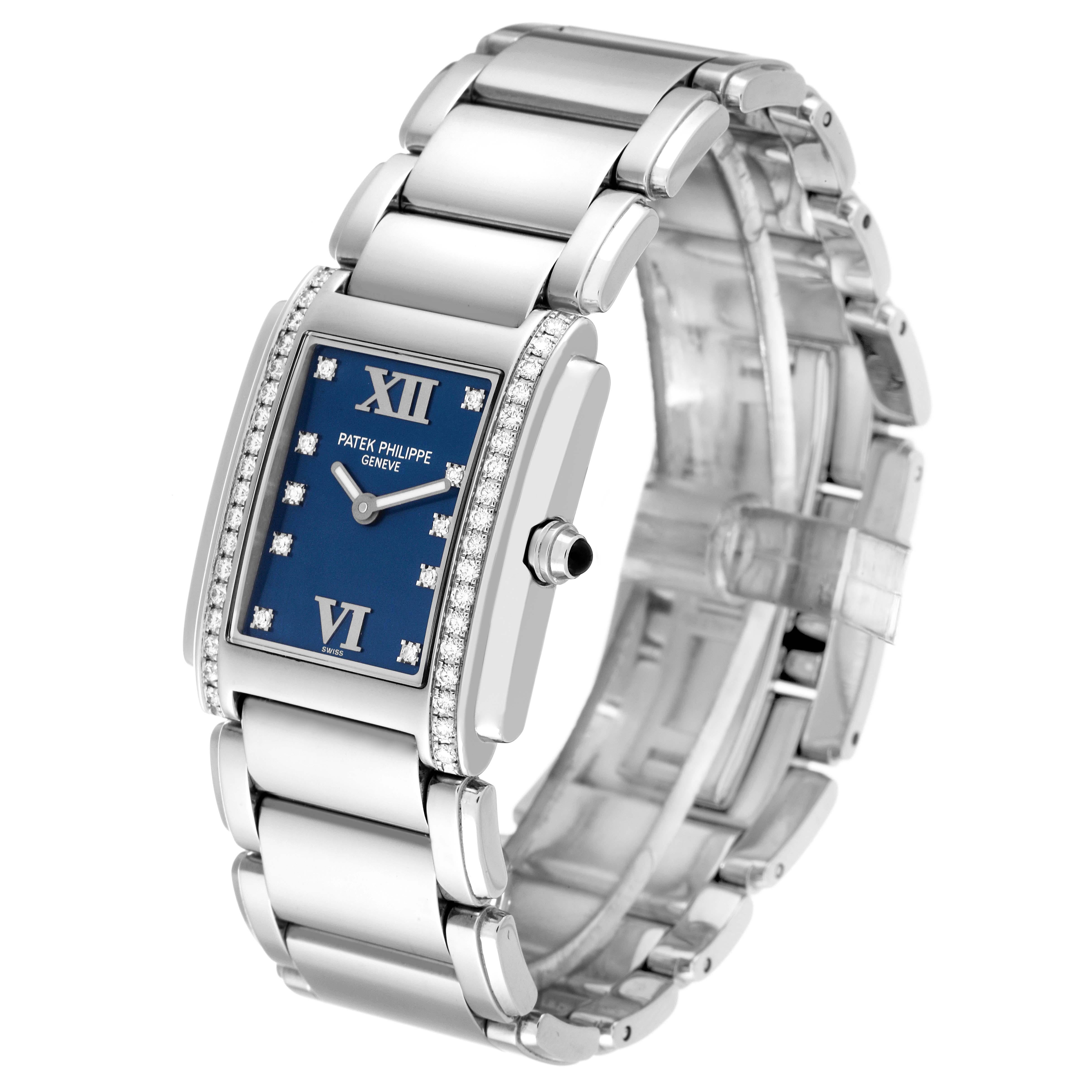 Women's Patek Philippe Twenty-4 Blue Dial Steel Diamond Ladies Watch 4910