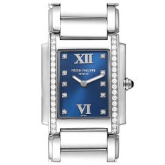 Patek Philippe Twenty-4 Blue Dial Steel Diamond Ladies Watch 4910