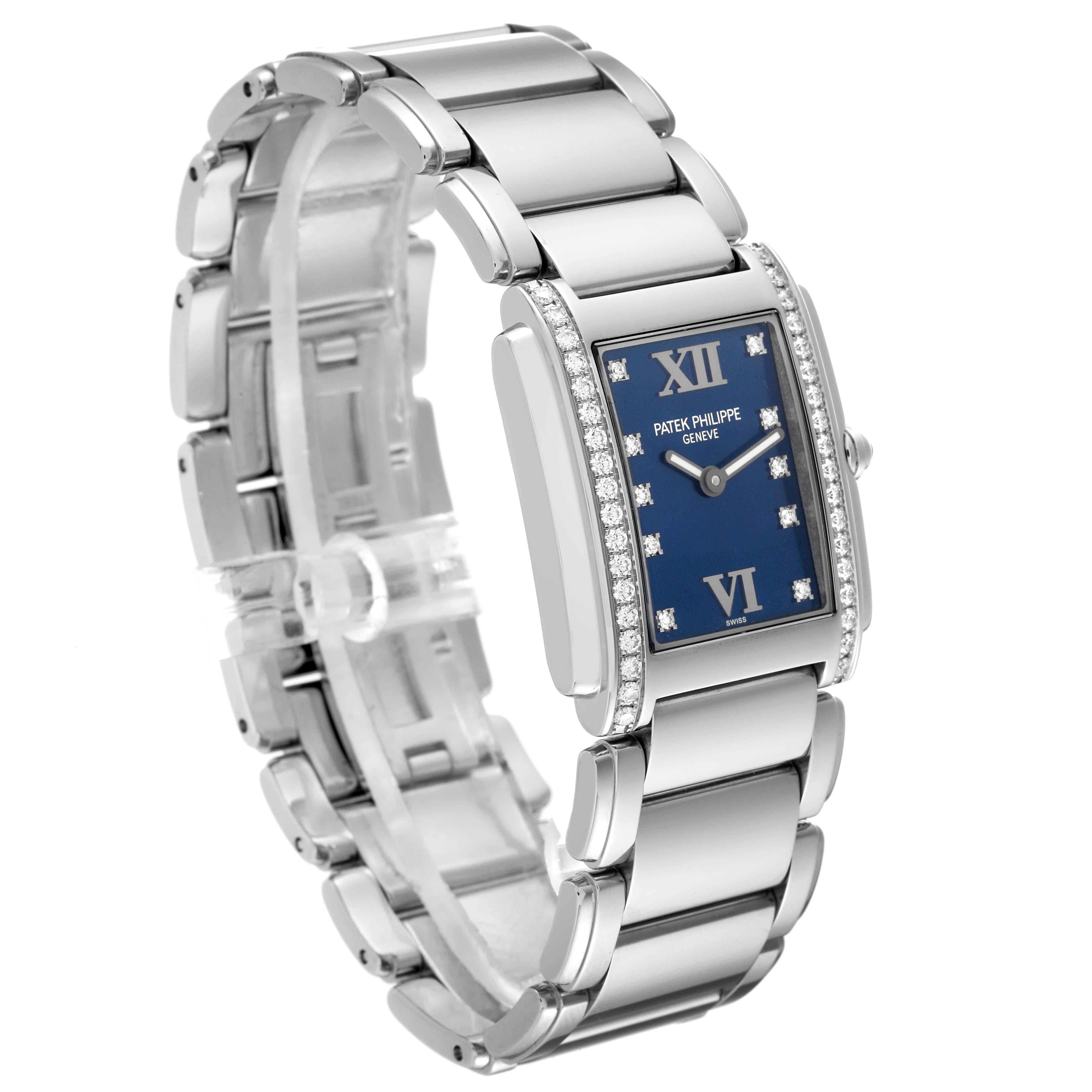 Patek Philippe Twenty-4 Blue Dial Steel Diamond Ladies Watch 4910 Papers 6