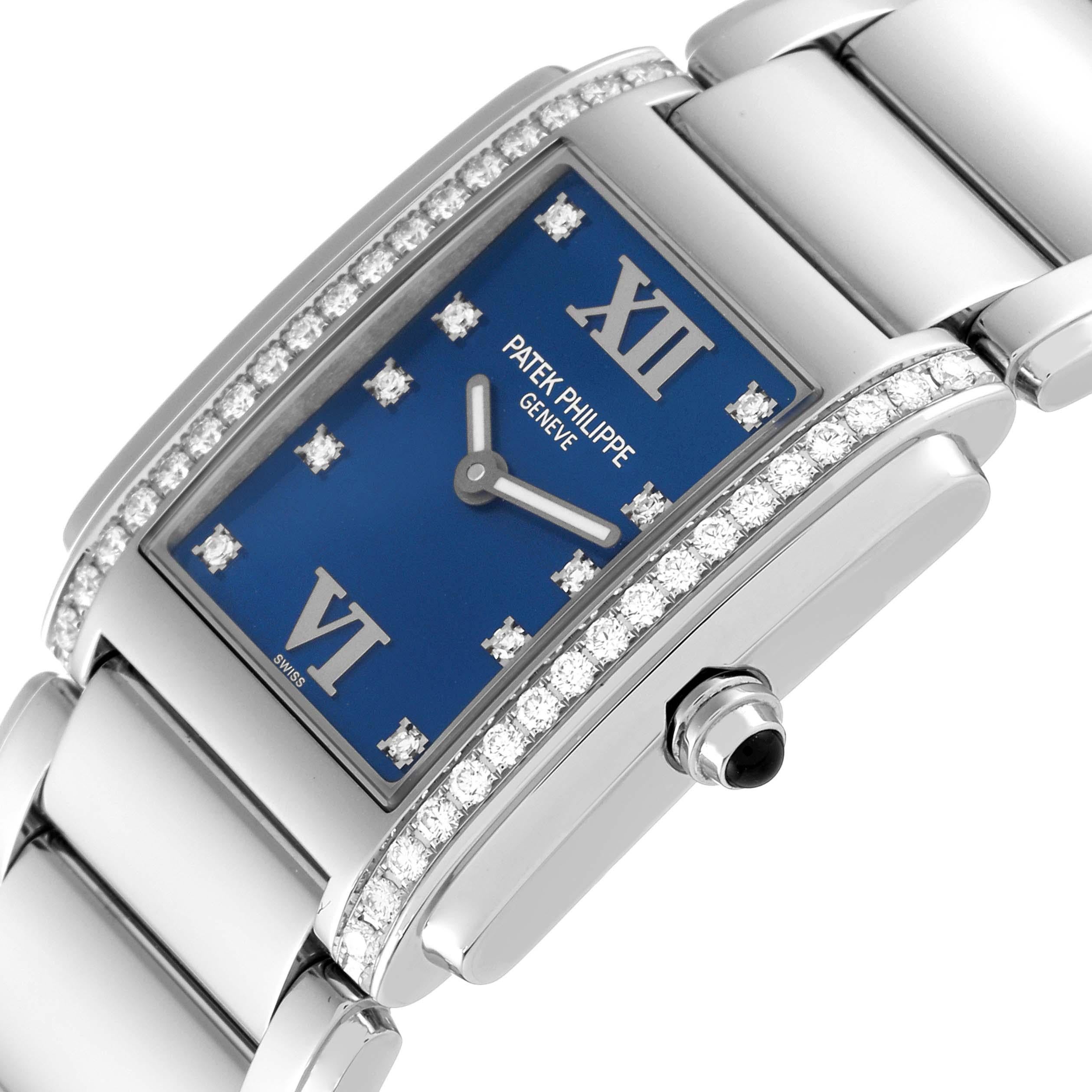Patek Philippe Twenty-4 Blue Dial Steel Diamond Ladies Watch 4910 Papers 1