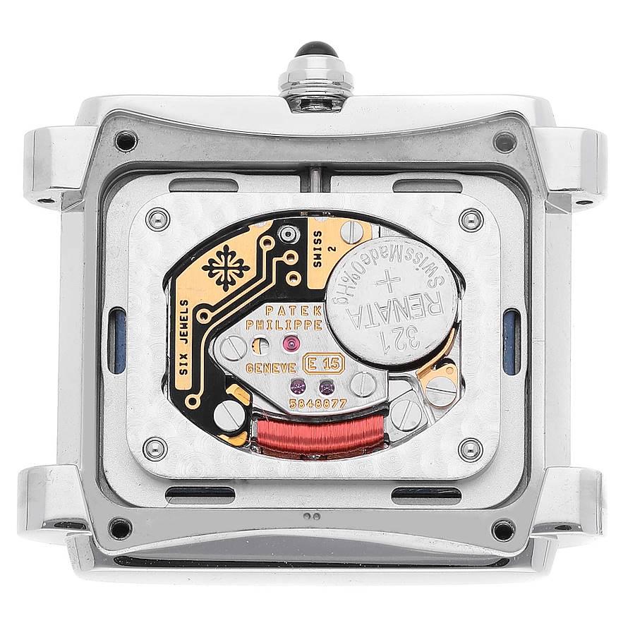 Stahl-Diamant-Damenuhr 4910 von Patek Philippe, Zwanzig-4, blaues Zifferblatt im Angebot 3