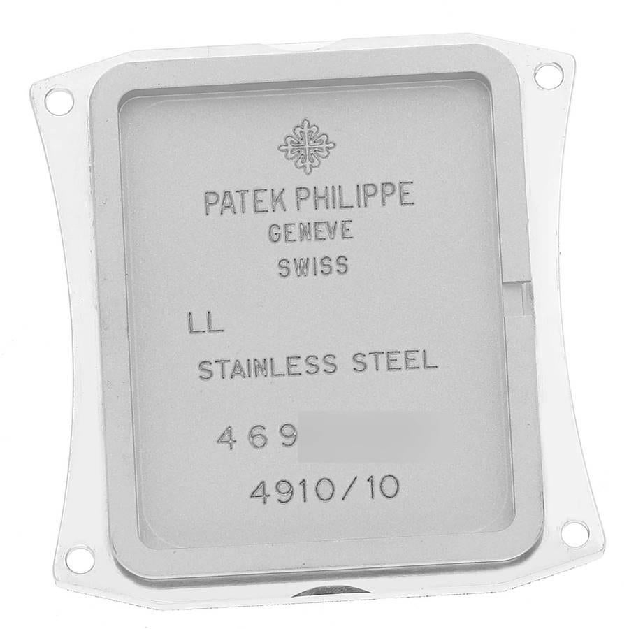 Stahl-Diamant-Damenuhr 4910 von Patek Philippe, Zwanzig-4, blaues Zifferblatt im Angebot 4