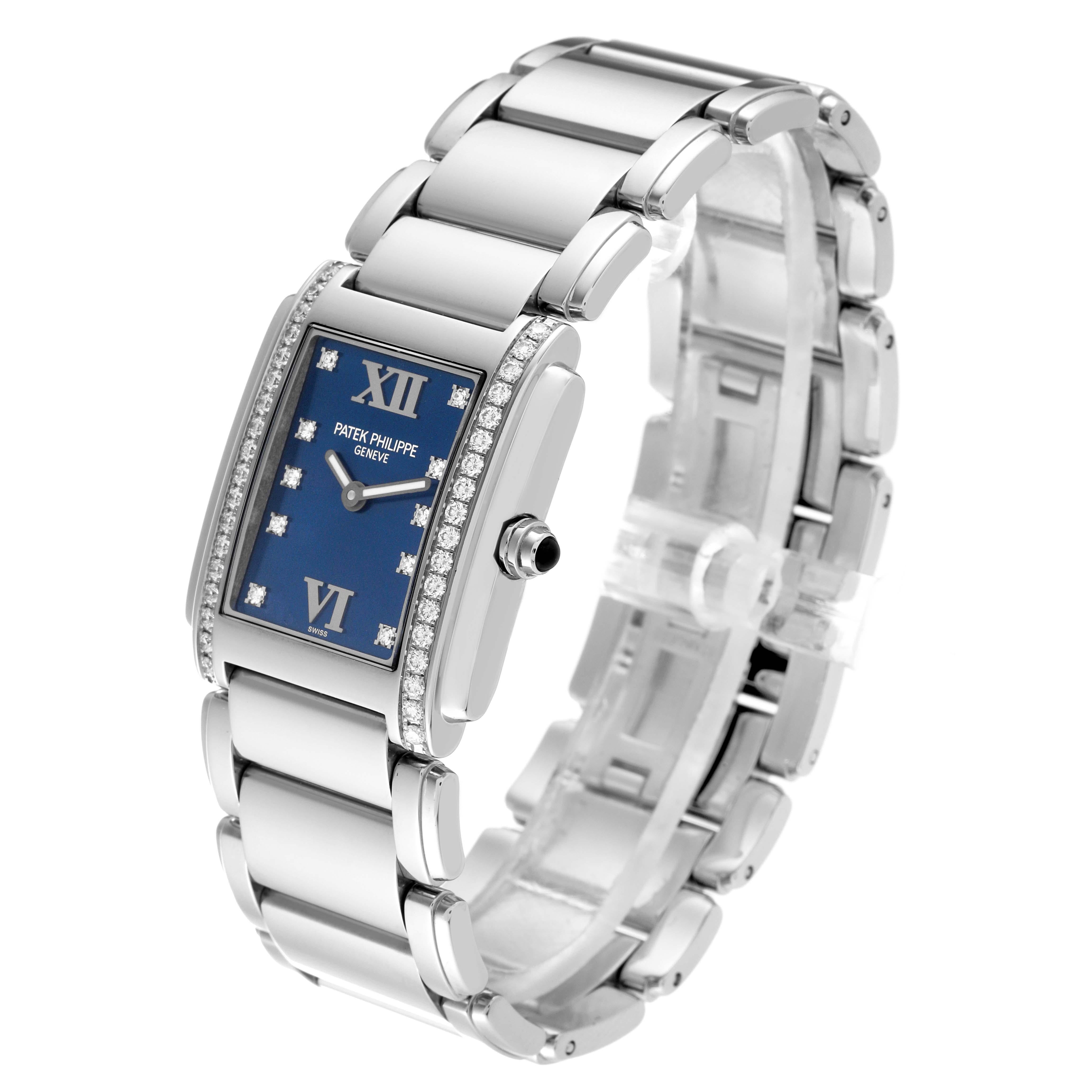 Patek Philippe Twenty-4 Blue Dial Steel Diamond Ladies Watch 4910 Papers 4