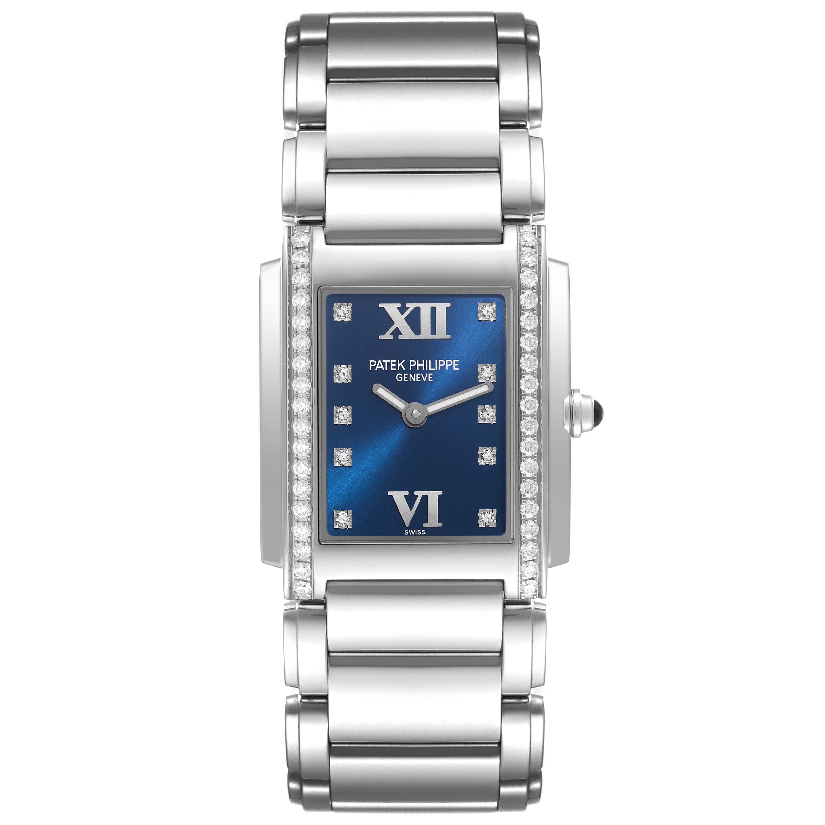 Patek Philippe Twenty-4 Blue Dial Steel Diamond Ladies Watch 4910 Papers 5