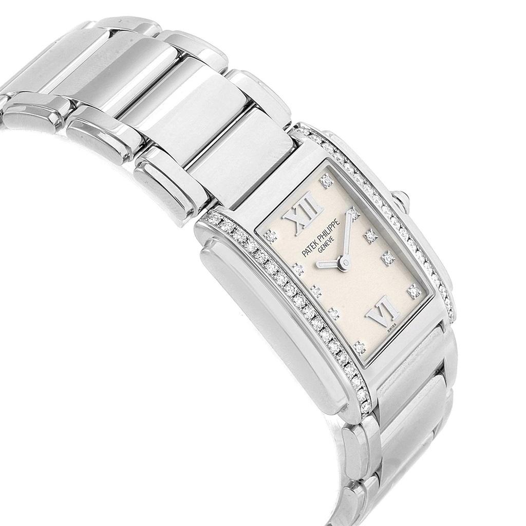 Patek Philippe Twenty-4 Diamond Ladies Quartz Watch 4910/10A-010 In Excellent Condition In Atlanta, GA