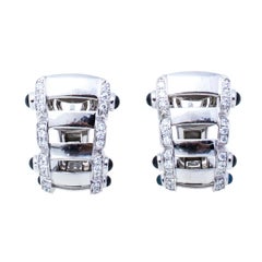 Patek Philippe Twenty-4 Diamond Sapphire 18K White Gold Half Hoop Earrings