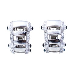 Used Patek Philippe Twenty-4 Diamond Sapphire 18K White Gold Half Hoop Earrings