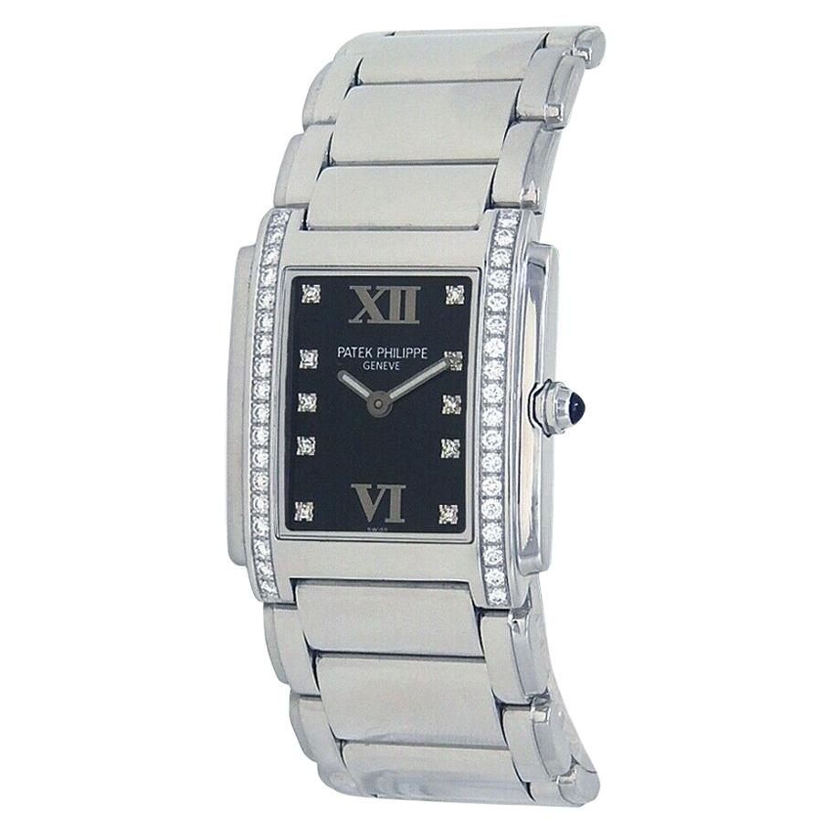 Patek Philippe Twenty-4 Diamond Stainless Steel Watch Quartz 4910/10A-001 For Sale