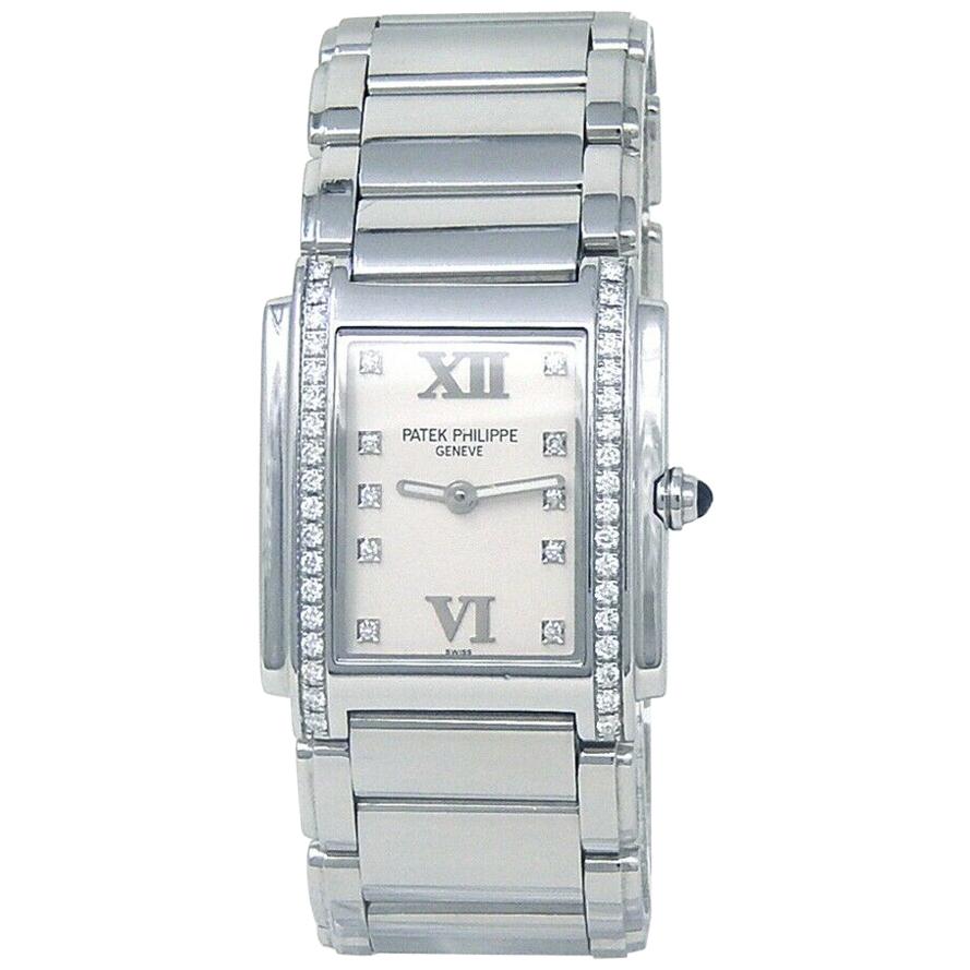 Patek Philippe Twenty-4 Diamond Stainless Steel Watch Quartz 4910/10A-011 For Sale