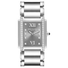 Patek Philippe Montre pour femme Twenty-4 grise à cadran en acier et diamants 4910