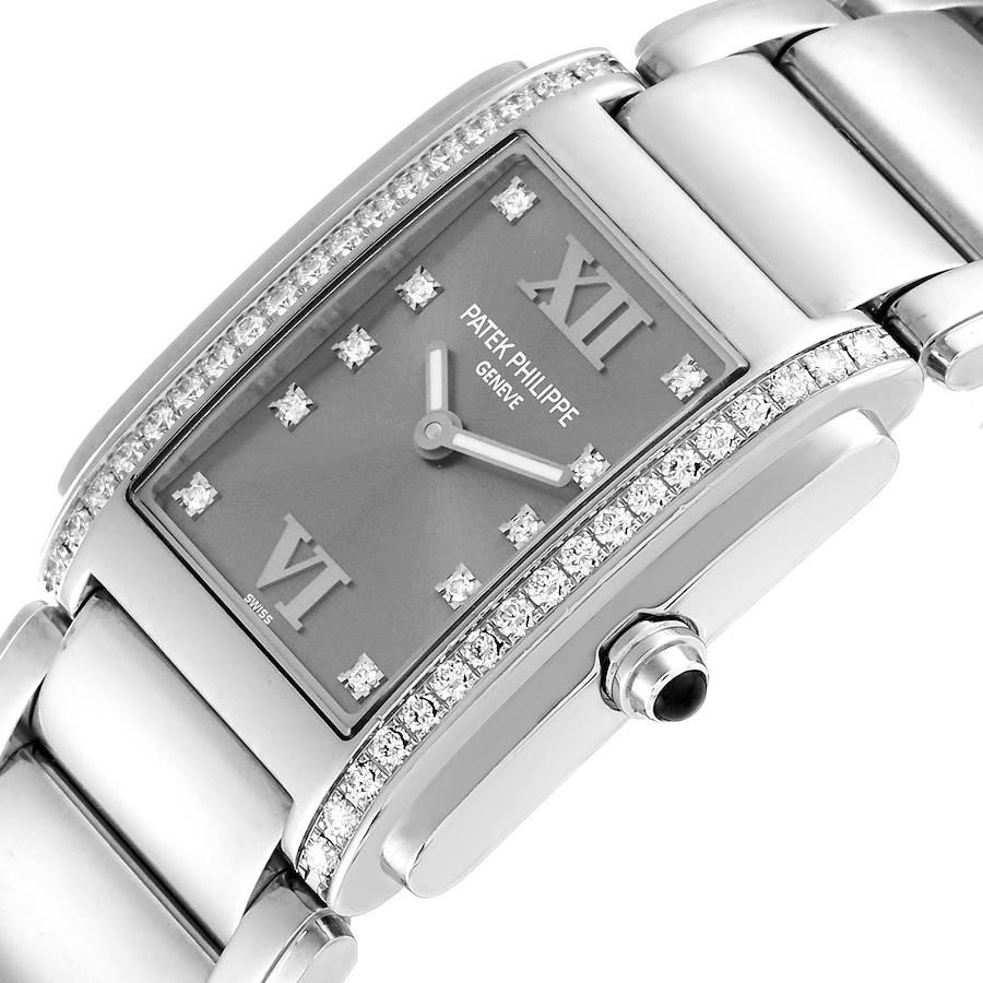 Women's Patek Philippe Twenty-4 Grey Diamond Dial White Gold Ladies Watch 4910