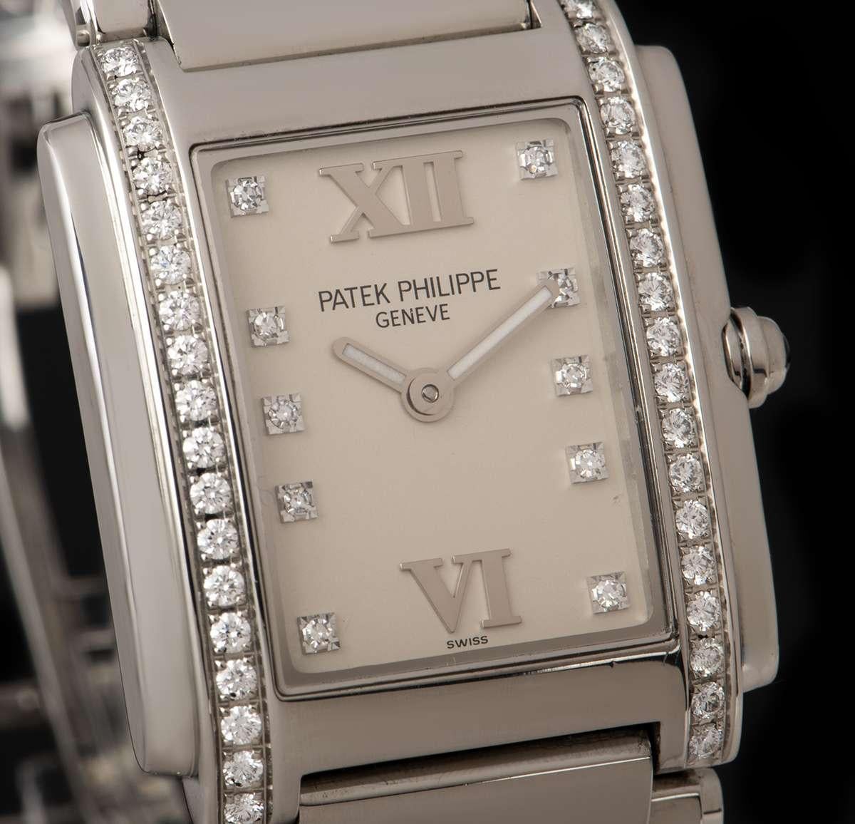 A 25mm Stainless Steal Twenty-4 Ladies Wristwatch, silver dial set with 10 applied round brilliant cut diamond hour markers and applied roman numerals 