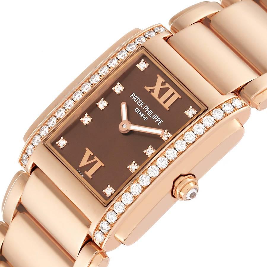 Patek Philippe Twenty-4 Rose Gold Brown Dial Diamond Ladies Watch 4910 1
