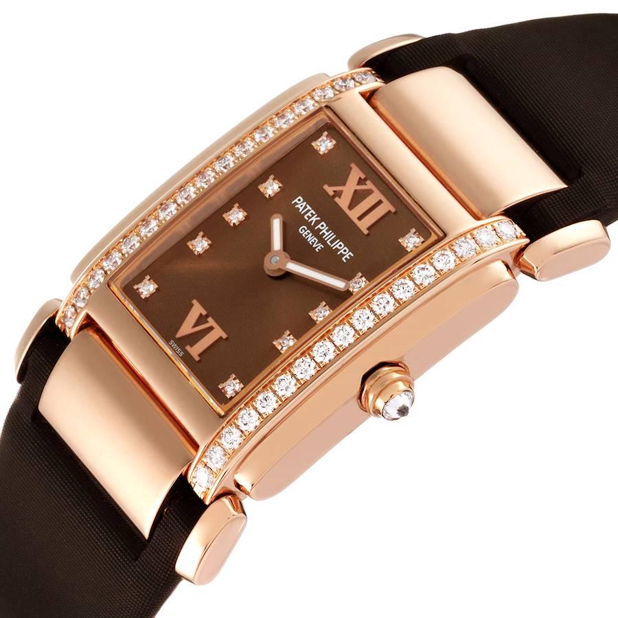 Twenty-4 Roségold Braune Diamant-Zifferblatt Damenuhr 4920R von Patek Philippe 2