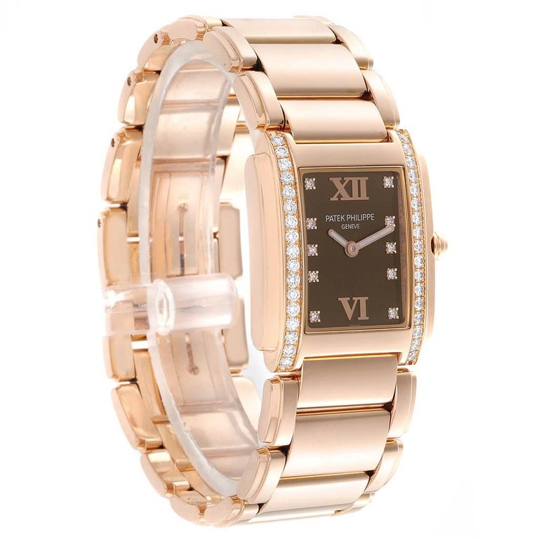PATEK Twenty-Four 36mm Diamond Pink Gold Chocolate Dial