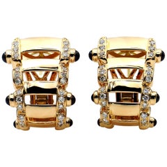 Patek Philippe Twenty-4 Sapphire Diamond Gold Ear Clips Oval Hoop Earrings (boucles d'oreilles ovales)