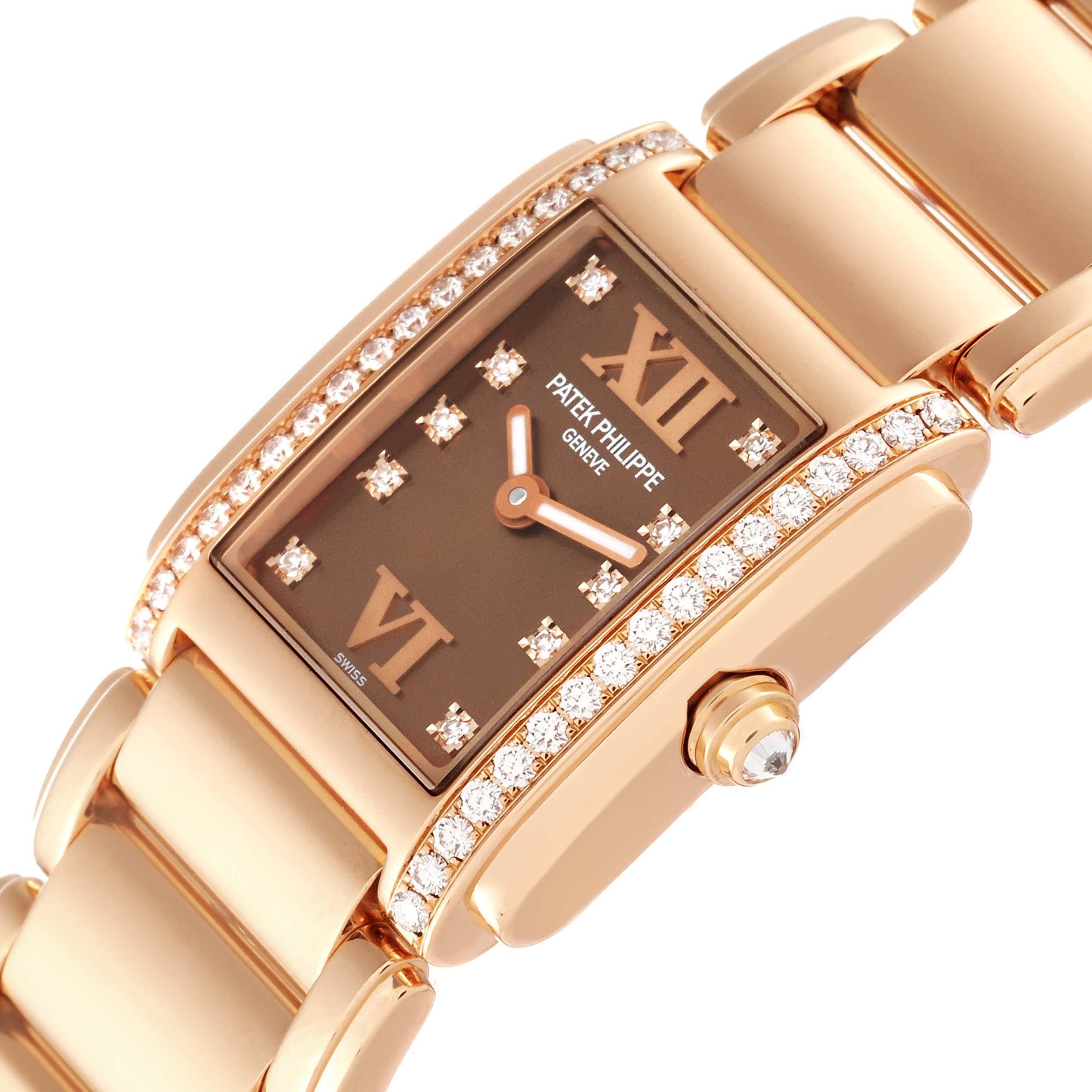 Women's Patek Philippe Twenty-4 Small 18K Rose Gold Diamond Ladies Watch 4908 Papers
