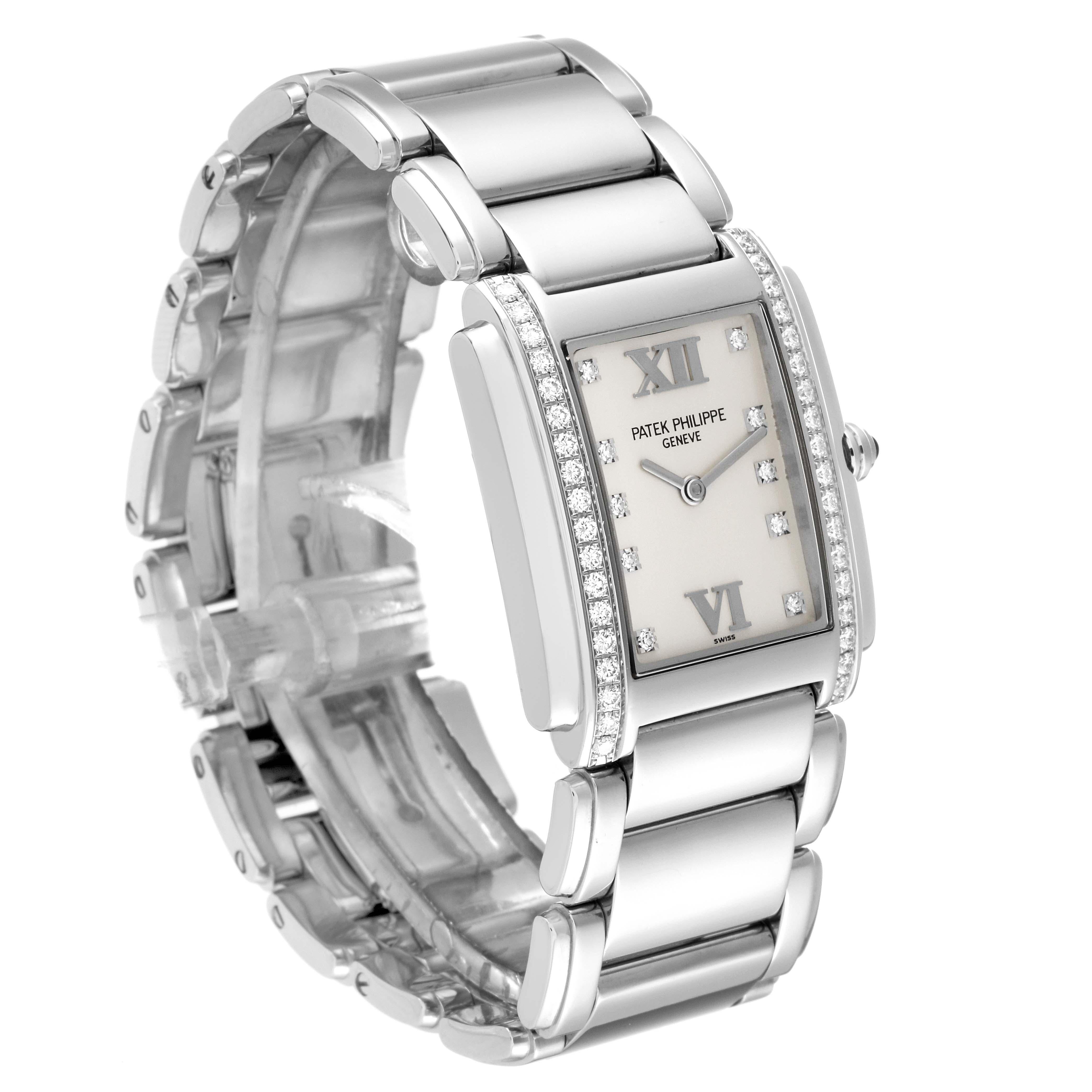 Patek Philippe Twenty-4 Steel Diamond Ladies Quartz Watch 4910 In Excellent Condition In Atlanta, GA