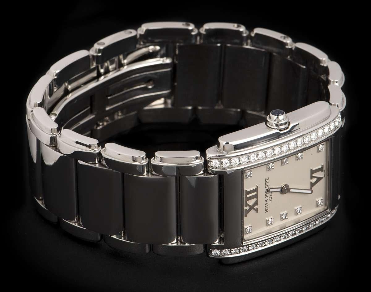 Women's Patek Philippe Twenty-4 Steel Silver Diamond Dial 4910/10A-011 Quartz Wristwatch