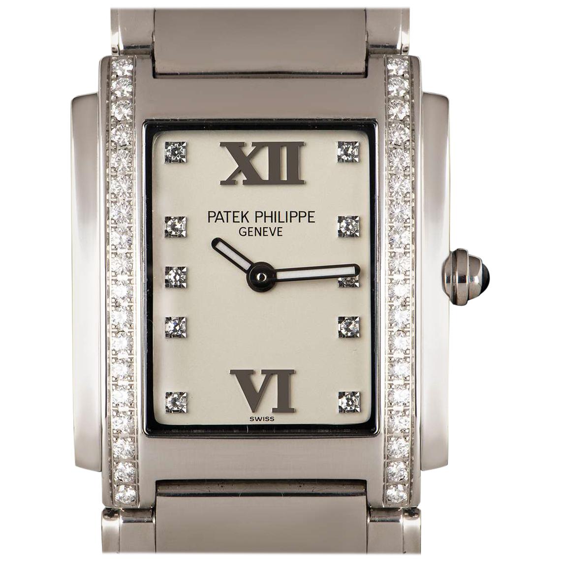 Patek Philippe Twenty-4 Steel Silver Diamond Dial 4910/10A-011 Quartz Wristwatch