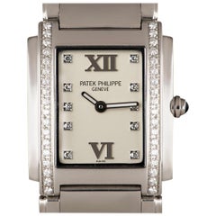 Used Patek Philippe Twenty-4 Steel Silver Diamond Dial 4910/10A-011 Quartz Wristwatch