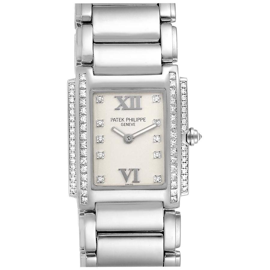 Patek Philippe Twenty-4 White Gold Diamond Ladies Watch 4908 Box Papers